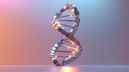Abstract dna model formed by cubes on gradient background
