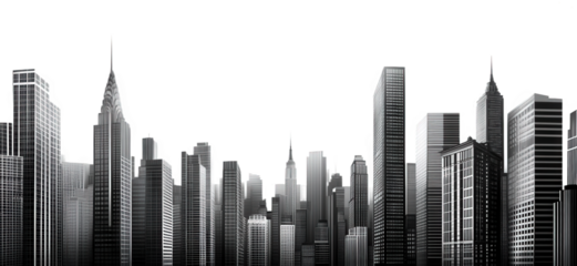 Tall buildings in the city, decorated with blue curtain walls and glass