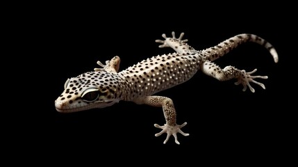 Naklejka premium Close-up of a Beautiful Leopard Gecko on a Black Background
