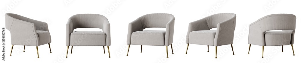 Poster armchair set isolated on transparent background. 3d render.