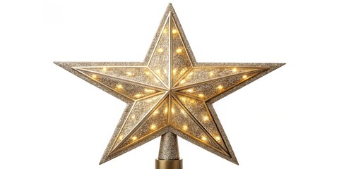Obraz premium Gold Glitter Star Tree Topper LED Lights, 5-Point Star Design, Festive Christmas Decor, Christmas Tree Decor Christmas Decor, Tree Topper