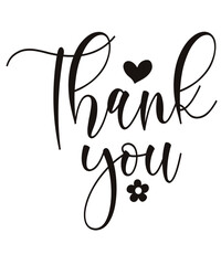 Thank you typography design on plain white transparent isolated background for card, shirt, hoodie, sweatshirt, apparel, tag, mug, icon, poster or badge