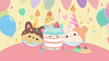 Vibrant Happy Birthday Strawberry Cake with Fresh Berries and Creamy Frosting