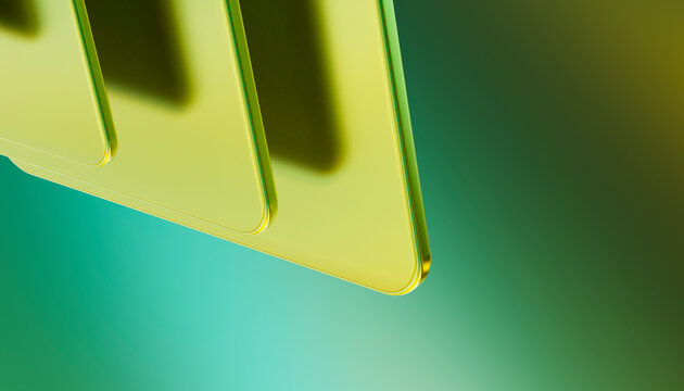 Abstract 3D render in shades of green with fluid shapes