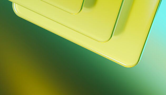Abstract 3D Render in Shades of Green with Fluid Shapes