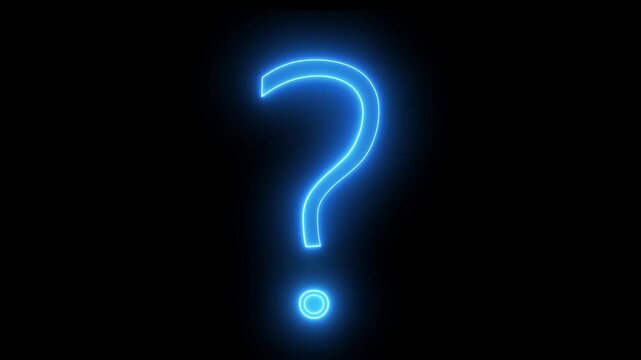 Neon Animated Question Mark with Glowing Light and Abstract Colorful Background