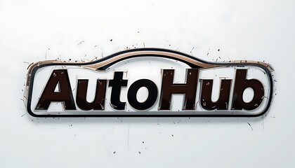 High-resolution 3D rendered logo of AutoHub with a car-shaped design element, showcasing a sleek and modern aesthetic.