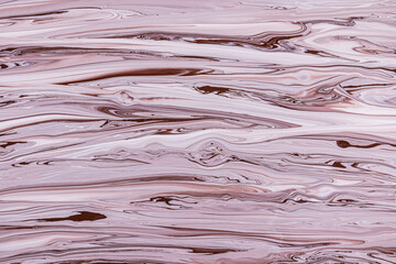 Marbled Texture with Brown and Pink Acrylic Paint Swirling Pattern