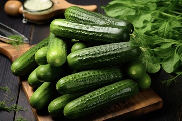 Healthy Organic Green English Cucumbers on White Background - Fresh Bunch of Cut and Chopped Cucumber - Delicious Diet Food for Eating and Dieting