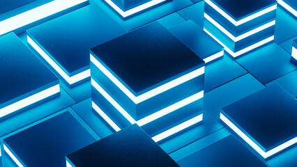 Background of a futuristic blue illuminated technological arena