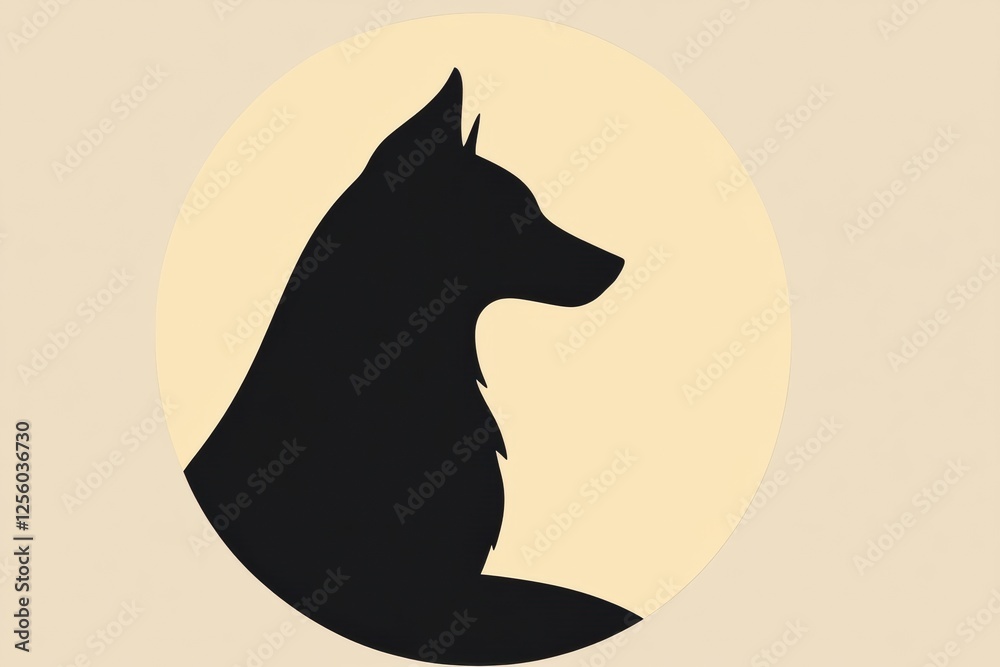 Leinwandbilder minimalist wolf silhouette with a full moon in the background providing ample space for text. genera