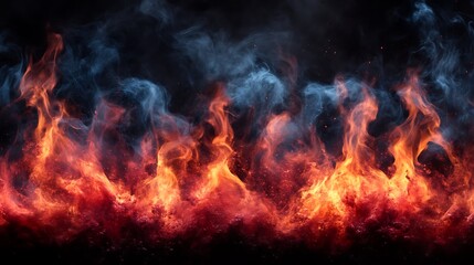 Fototapeta premium Fiery Inferno with Blue and Orange Flames and Smoke