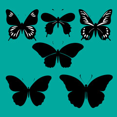 set of vector butterflies
