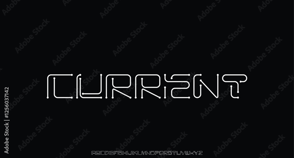 Fototapete modern techno font, futuristic line type of english alphabet letters and numbers. minimal tech typef
