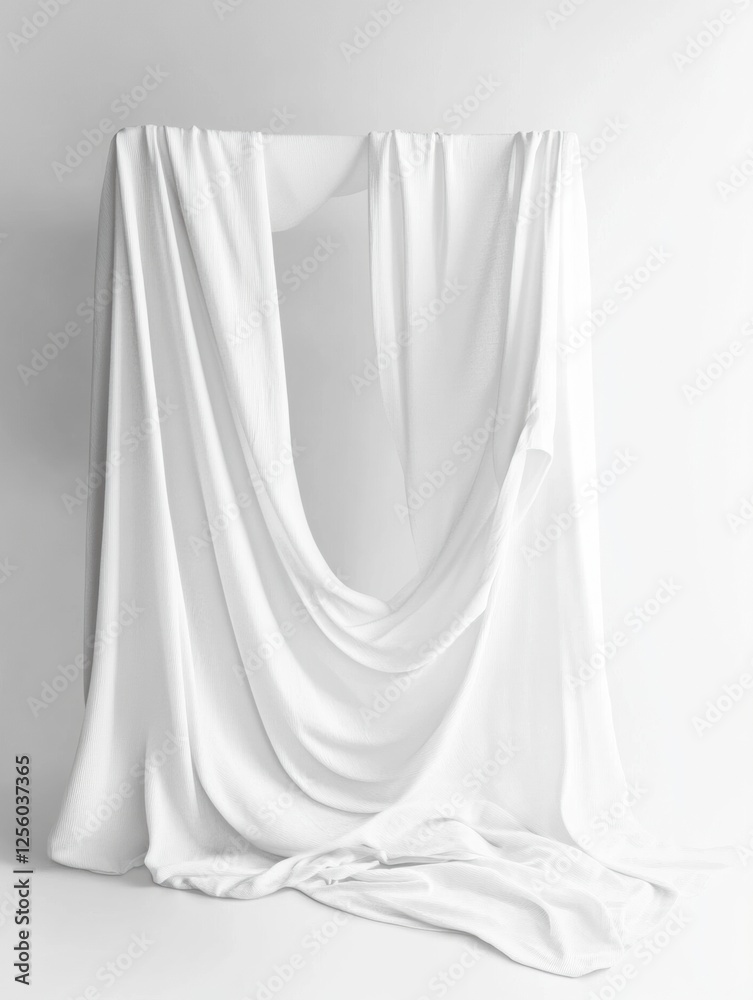 Leinwandbilder minimalist clothing display with soft draped fabric on a neutral white background showcasing simplic