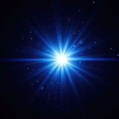 Fototapeta premium Intense blue light, particle bursts, black background, fantasy, magic