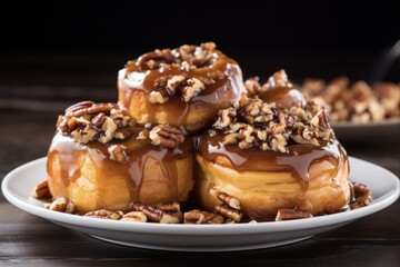 Indulge in Homemade American Pecan Sticky Buns with Glaze - Delicious Baked Goodness for Breakfast or Brunch