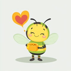 Obraz premium Cute bee holding honey, love and affection