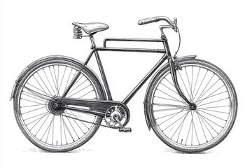 Fototapeta premium Vintage Black and White Illustration of a Classic Bicycle with Minimalist Design and Simple Features