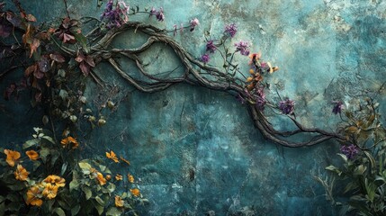 Enchanted Wall: A Tapestry of Vines and Blooms