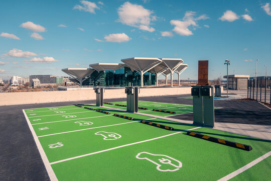Modern transport interchange in Valdebebas, Madrid with facilities