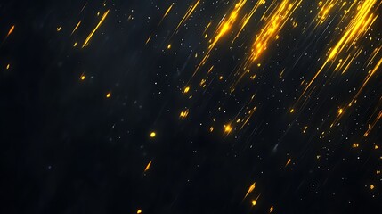 Golden streaks, dark space, background, abstract
