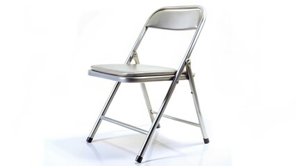 Metal Folding Chair on White Background