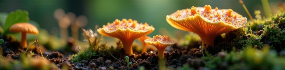 Fungal mycelium growing in decaying organic matter, fungi growth, woodland, fungus
