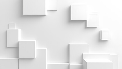 Random shifted white cube boxes block the background wallpaper banner. abstract 3d square white technology communication concept background. Random shifted white cube square boxes block the background
