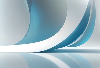 Obraz premium Minimalist circular architecture in turquoise and white with reflective surface with copy space 