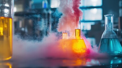 Chemistry Experiment: Colorful Chemical Reaction in Laboratory