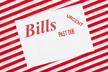 Bills Past Due card and red and white stripes