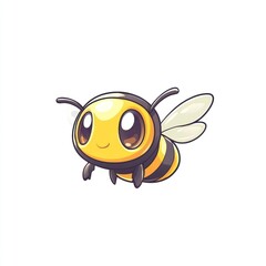 Naklejka premium Cute cartoon bee in flight (1)