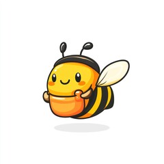 Obraz premium Cute cartoon bee holding honey (3)