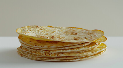 Tortillas on an isolated white background, object focused, png, stock image, hd quality