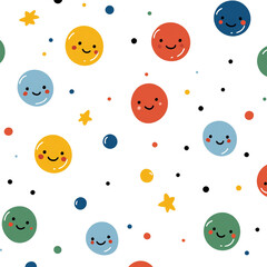 Happy smiling colorful bubbles floating joyfully a cheerful pattern