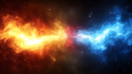 Fiery and Icy Cosmic Nebulae Collide in Space