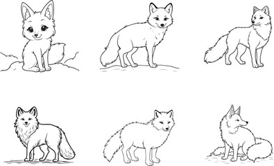 Arctic Fox silhouette vector on white background , set of arctic Fox Ai generated 