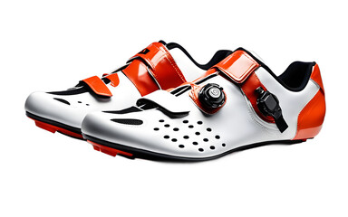 A lightweight track cycling shoe with a rigid sole, isolated on a empty plain background