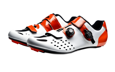 A lightweight track cycling shoe with a rigid sole, isolated on a empty plain background