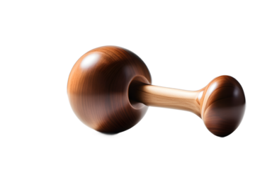A modern kendama with a polished wooden ball, isolated on a empty plain background