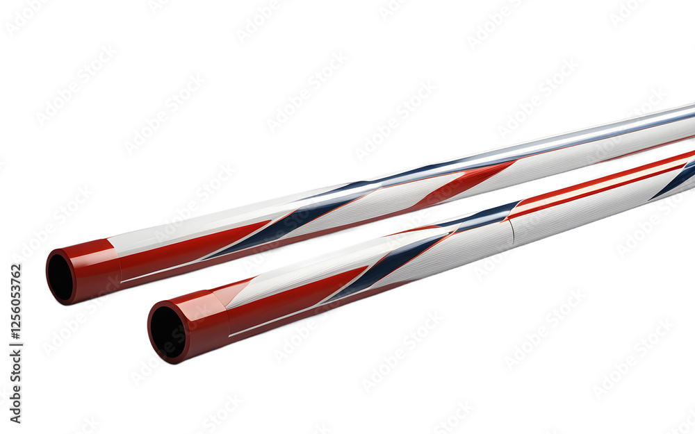 Poster a pair of professional pole vault poles, isolated on a empty plain background