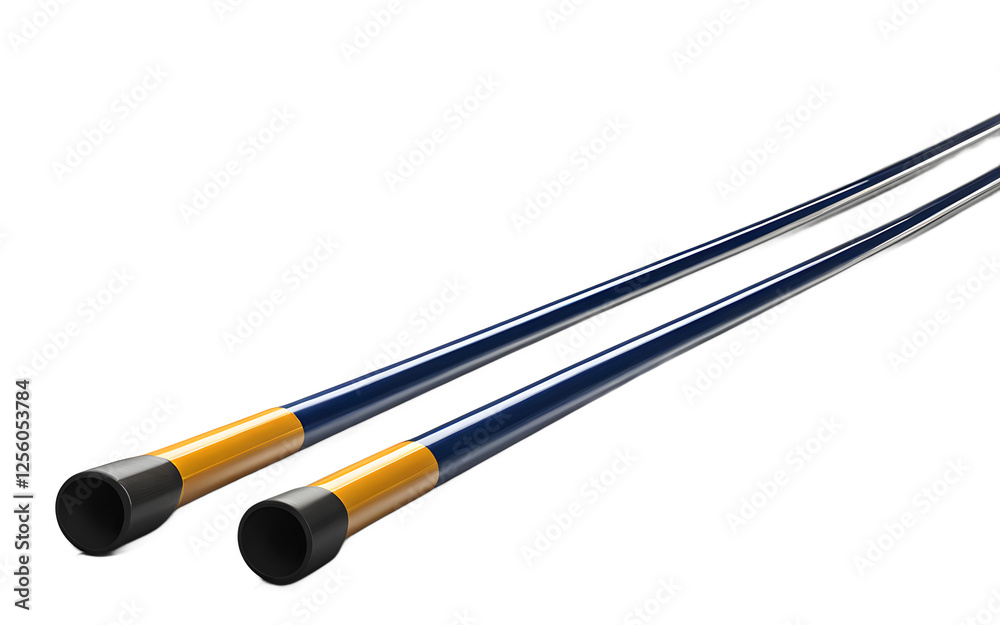 Poster a pair of professional pole vault poles, isolated on a empty plain background