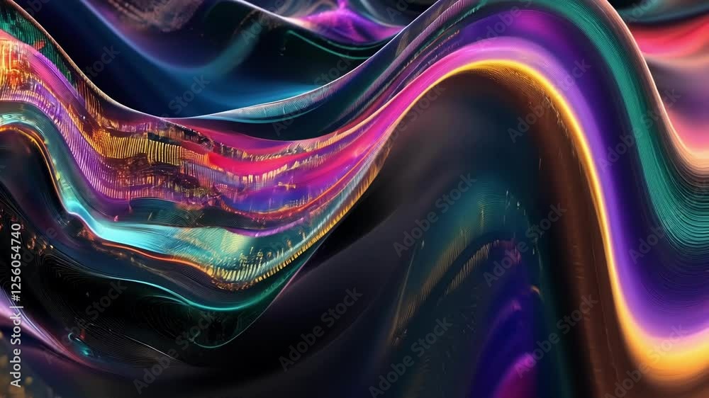 Poster abstract colorful particle waves are flowing smoothly creating a mesmerizing digital art piece, idea