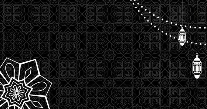 Black and white islamic decoration greting vidio. Suitable for Islamic religious events.