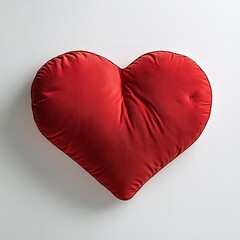 Burgundy Velvet HeartShaped Pillow on White Background