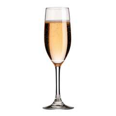 A sparkling glass of rose champagne with bubbles, elegantly displayed in a tall flute.