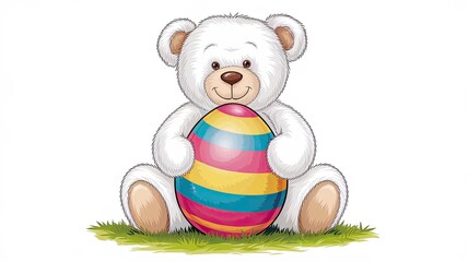 Teddy bear and easter egg