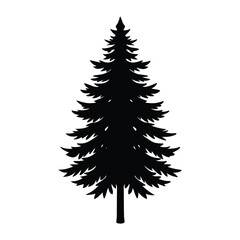 single pine tree  vector illustration on white background.