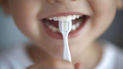 Child Brushing Teeth with Parent Supervision Photo